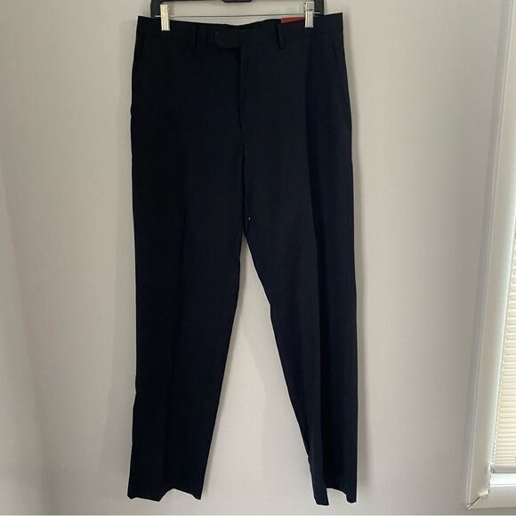 Alfani Men’s Pin Striped Navy Dress Pants 100% Wool size 34 x 34 - Picture 1 of 4